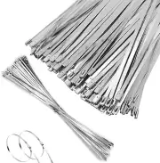 100 Pcs 20 Inch Metal Zip Ties Heavy Duty Stainless Steel Cable Ties Metal Ti...