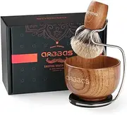 Anbbas Pure Badger Hair Shaving Brush Wood Handle and Large Soap Bowl with Stainless Steel Shaving Stand 3in1 Kit for Men