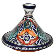 Moroccan Serving Tagine Handmade Ceramic Tajine Dish Exquisite 10" Multicolored