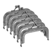 Metal Purse Frames, 3.3" 6Pcs Kiss Lock Clasp Frame for Bags DIY, Metallic Black