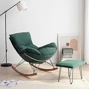VERYMUSH Modern Comfortable Rocking Chair,Zero Gravity Sofa Chair,Balcony Lounge Chair,Indoor Bedroom Rocking Chair,Ergonomic Chairs,with Footstool(Green)