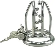 Metal Chastity Opening Cage Chastity Lock Sex Toy to Prevent Erection Male Bondage SM Beginner Cage Cock Lock with Beads