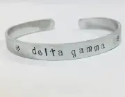 Delta Gamma DG FREE SHIPPING Sorority Greek handstamped cuff bracelet, Ann Peden