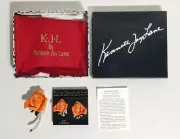 Exquisite Kenneth Jay Lane Gold Coral Rose Rhinestone Brooch & Earring Lot ☆ New