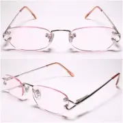 Red Tinted Lens Modern Rectangle Rimless 1.75 Reading Sun Glasses - MODEL2164