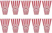 Gadgetime USA Plastic Popcorn Containers for Movie Nights - Red & White Classy, Vintage Style Popcorn Buckets - Tall, Reusable Retro Popcorn Cups for Carnivals - Dishwasher Safe (Pack of 10)