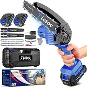 Tietoc Mini Chainsaw 6 Inch Cordless [With 2Pcs 21V Batteries] [2024 Upgrade] Portable Electric Chain Saw, Small Handheld Battery Powered Super Saws for Tree Branches, Courtyard, Household & Garden