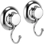 MaxHold No-Drilling/Suction Cup 2 Pack Single Robe Hook - Vaccum System - Stainless Steel Never Rust - for Bathroom & Kitchen