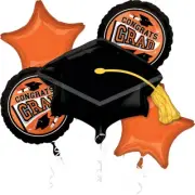 BQT Orange Congrats Grad Foil Balloons 5PCS