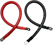 2/0 AWG Gauge Red OR Black Battery Inverter Cables Solar, RV, Car, Boat ,Made in The USA by PAKA Tools (1 FEET,Both END 3/8, Black)