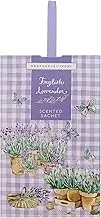 Heathcote & Ivory Scented Sachet in Display Tray Single, Add Fragrance to Drawers and Cupboards, English Lavender Scents, Housewarming Beauty Gift, Cruelty Free and Vegan Friendly