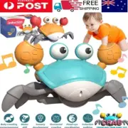 Electric Music Crawling Crab Toy LED Light Up Infant Tummy Time Interactive Toys