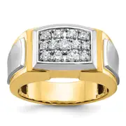 14k Yellow u0026 Rhodium Gold with White Rhodium Men's Satin Diamond Ring Mounting