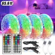 65.6FT/20M RGB LED Strip Lights Waterproof Flexible with 44 Keys Remote DC 12V