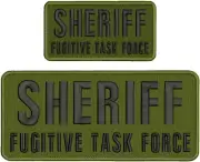 SHERIFF FUGITIVE TASK FORCE EMB PATCH 4.75X11&3X6 VELCR@ ON BACK BLACK ON OD GR