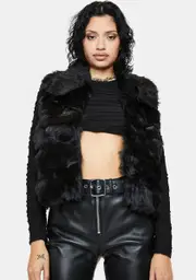 Licorice Spun Sugar Faux Fur Vest