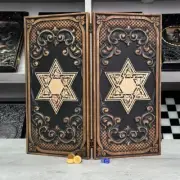 Wooden Backgammon Star of David, Outdoor Game, Tabletop Set 48cm (19"), Man Gift