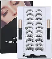 Magnetic False Eyelashes Set with Magnetic Liquid Eyeliner & 10 Pairs Magnetic False Eyelashes Black Magnetic Fake Lashes for Eyelashes Extension Makeup Tools