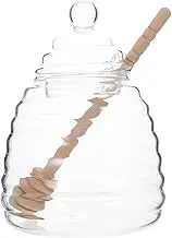 UTHCLO 1Set Transparent Glass Honey Storage Jar with Stirring Rod Kitchen Container for Honey Jam and Dry Food Elegant Design for Easy Observation and Use
