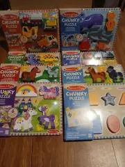 Melissa And Doug-7pc Wood Chunky Puzzle-New In Package Choice Of 2