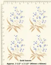 4 x BLUE / GOLD FLORAL Waterslide Ceramic decals Approx. 3 1/2" X 2 1/2" J02
