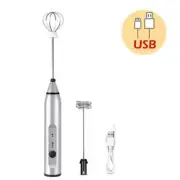 Coffee Milk Frother 3-Speeds Egg Beater Drink Whisk Mixer Heads Eggbeater.
