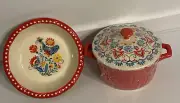 3 PCs The Pioneer Woman Mazie 5” Mini Pie Pan and Mini Casserole With Lid NEW