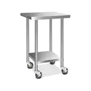 Cefito 610x610mm Stainless Steel Kitchen Bench with 4 Wheels