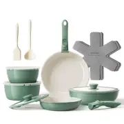 16pcs Ceramic Pots and Pans Set Non Stick, Nonstick Ceramic Cookware Set with...