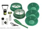 SS3 11pc Green Large Gold 1/2" & 1/8" Classifier Screen & Gold Pan Panning Kit
