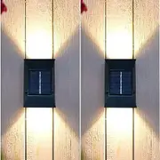 Outdoor Solar Light,Small Solar Porch Light Fence Light for Backyard Patio (Warm White) 2 Pack
