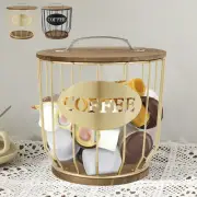 Coffee Pod Holder Vintage Coffee Capsule Basket with Wooden Base Mug xiGTV