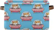 Cute Hamsters Spaceships Bookshelf Storage Bins, Decorative Foldable Clothes Storage Box for Home