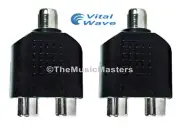 2X RCA Jack to Dual RCA Jacks (F) Audio Splitter Cable Cord Wire Adapters VWLTW