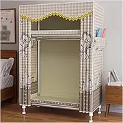 Polyester Portable Closets with Curtain Large Capacity Storage Organizer for Bedroom Strong Wardrobe with 2 Side Pockets