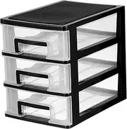 LALADEFIEE Folding Storage Box 3 Layers Plastic Mini Drawers for Makeup Desk Organiser Easy to Find Your Cosmetics