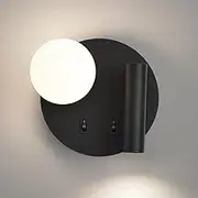 TONFON Bedroom Bedside Wall Lamp Reading Light, Adjustable Spotlights Wall Sconce Globe Glass Shade Mini Wall Light for Living Room Study Room Dining Room Hallway Stairs Hall Restaurant Wall Mounted L