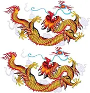 COOPHYA 1 Pair Dragon Iron Patches Embroidered Applique for Clothing Unique Motif for Cheongsam and Jeans Sturdy Design High Durability Stylish Embroidery Decor