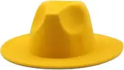 [Generic] Classical Felt Hats Unisex Wide Brim Fedora Hats Solid Caps Mens Womens Wedding Church Jazz Hats 20 59-61CM, 20, One Size, 20, One Size