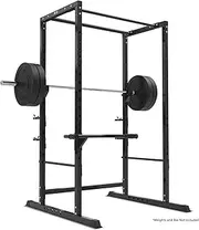 LSG GBH-300 Power Rack with Chin-up Bar Adjustable, Dip Attachment J-Hooks Safety Spot Bar & Resistance Band Pegs Compatible with Standards & Olympic Barbells Ready for Comprehensive Strength Training