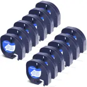 Compatible Dymo LetraTag Refill 91331 Plastic White Label Tape 12mm LT100H 12PCS