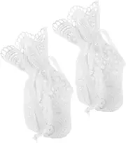 LIFKOME 2Pcs Small White Lace Drawstring Bags Elegant Jewelry Pouches for Storage Breathable Sachet Bags for Accessories Cosmetics and Trinkets Soft Design