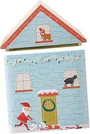 Kisangel Box Christmas Dog House Shaped Cookie Tins Metal Treat Storage Box with Lid Festive Present Container for Holiday Parties Cute Design for Decorations