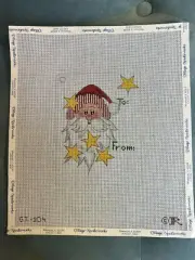 hand painted needlepoint canvas Renaissance Santa Tag