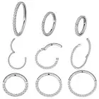 Titanium Hinged Nose Ring Zirconia Seamless Segment Clicker Septum Piercing Hoop