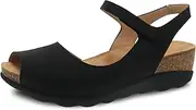 [Dansko] Marcy Slip-On Wedge Sandal for Women - Comfortable Wedge Shoes with Arch Support -Adjustable Hook & Loop Strap - Versatile Casual to Dressy Footwear - Lightweight Rubber Outsole