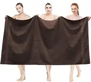 [LINENOVA] 2 Pack Large Bath Towels 90x180cm, 100% Cotton 550GSM Bath Sheet Soft Absorbent Quick Dry Extra Large Jumbo Beach Towels Set for Bathroom Spa, Hotel - Chocolate Brown