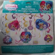 Shimmer & Shine 12-piece Hanging Swirl Birthday Party Decorations New SHIPS FAST