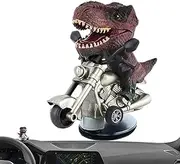 Tyrannosaurus Rex Car Decoration | Drifting Dinosaur Riding Motorcycle Decor - Creative Car Dinosaur Ornament, Dinosaur Riding Motorcycle Decor for Car Style Upgrade