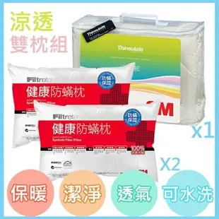 《3M》特價涼透2枕1被組 棉被 被子 冬被 涼被 防螨 Thinsulate新絲舒眠 可水洗涼透被(Z120)*1+健康防螨枕心(AP-A2)*2